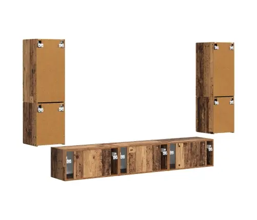 Tv Skapīšu Komplekts 4 Pcs Vecs Koks Inženierijas Koks Vidaxl