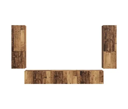 Tv Skapīšu Komplekts 4 Pcs Vecs Koks Inženierijas Koks Vidaxl