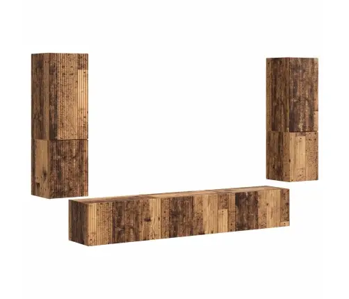 Tv Skapīšu Komplekts 4 Pcs Vecs Koks Inženierijas Koks Vidaxl