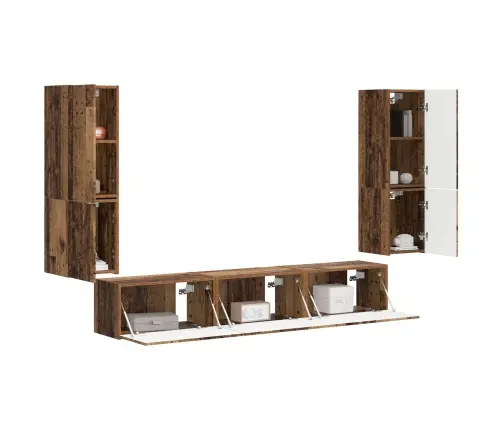 Tv Skapīšu Komplekts 4 Pcs Vecs Koks Inženierijas Koks Vidaxl