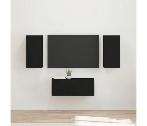 Tv Skapīšu Komplekts 6 Pcs Melna Inženierijas Koks Vidaxl