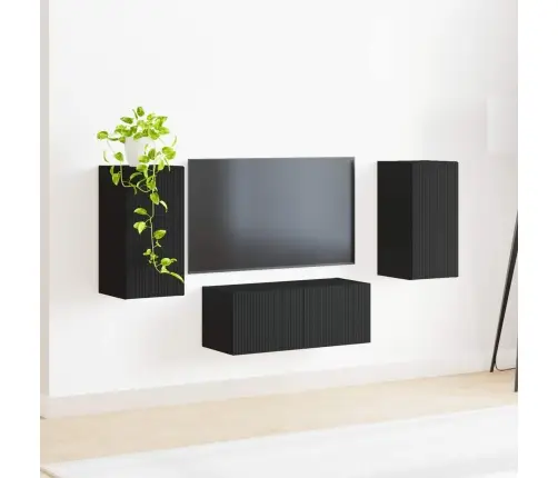 Tv Skapīšu Komplekts 6 Pcs Melna Inženierijas Koks Vidaxl