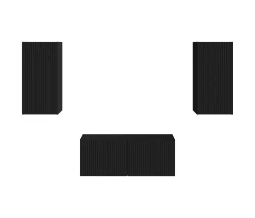 Tv Skapīšu Komplekts 6 Pcs Melna Inženierijas Koks Vidaxl