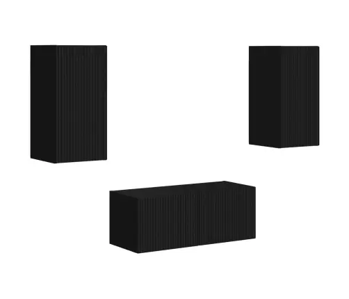 Tv Skapīšu Komplekts 6 Pcs Melna Inženierijas Koks Vidaxl