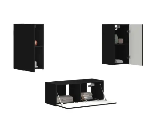 Tv Skapīšu Komplekts 6 Pcs Melna Inženierijas Koks Vidaxl