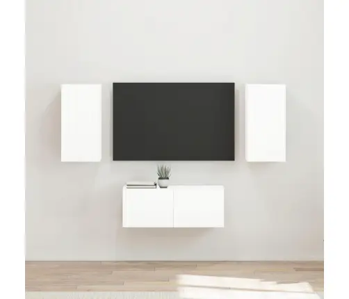 Tv Skapīšu Komplekts 6 Pcs Augsta Spīduma Baltā Krāsa Vidaxl