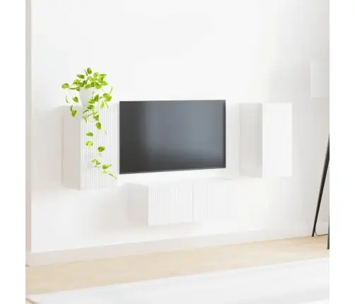 Tv Skapīšu Komplekts 6 Pcs Augsta Spīduma Baltā Krāsa Vidaxl