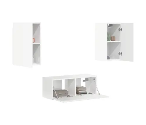 Tv Skapīšu Komplekts 6 Pcs Augsta Spīduma Baltā Krāsa Vidaxl