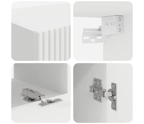 Tv Spintelių Komplektas 3 Pcs Balta Apdirbta Mediena