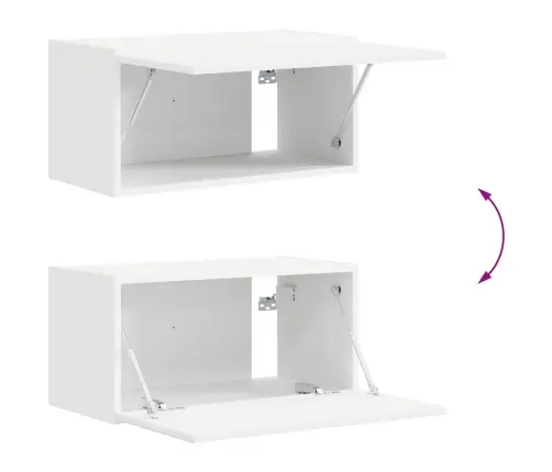 Tv Spintelių Komplektas 3 Pcs Balta Apdirbta Mediena