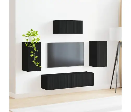 Telerikapi Komplekt Seinale Kinnitatav 3 Pcs Must Tehispuit