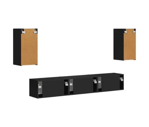 Telerikapi Komplekt Seinale Kinnitatav 3 Pcs Must Tehispuit