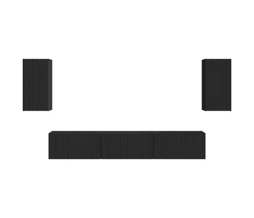 Telerikapi Komplekt Seinale Kinnitatav 3 Pcs Must Tehispuit