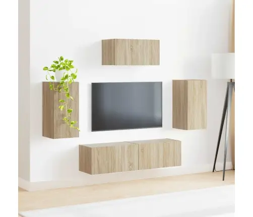 Tv Skapīšu Komplekts 3 Pcs Sonoma Ozols Inženierijas Koks Vidaxl