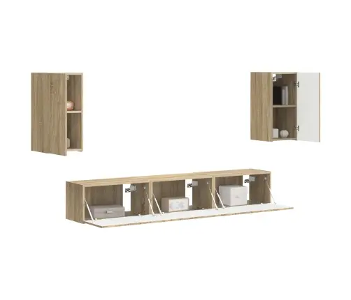 Tv Skapīšu Komplekts 3 Pcs Sonoma Ozols Inženierijas Koks Vidaxl