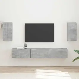 Tv Spintelių Komplektas 3 Pcs Betono Pilka Apdirbta Mediena