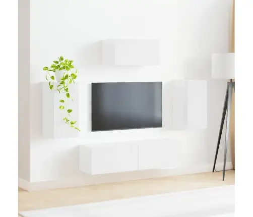 Tv Skapīšu Komplekts 3 Pcs Augsta Spīduma Baltā Krāsa Vidaxl