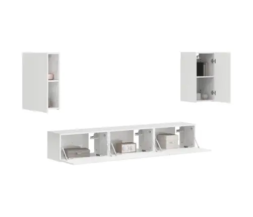 Tv Skapīšu Komplekts 3 Pcs Augsta Spīduma Baltā Krāsa Vidaxl