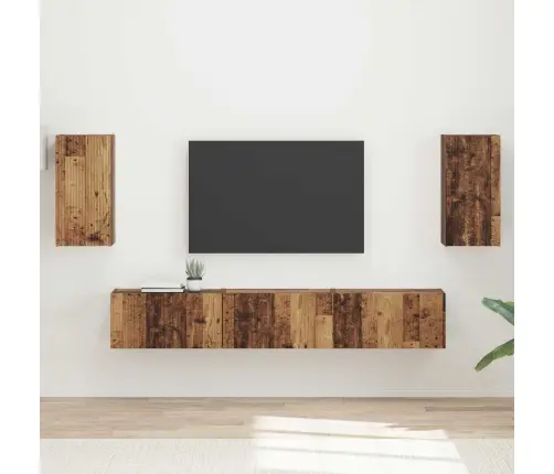 Tv Spintelių Komplektas 5 Pcs Senas Medis Apdirbta Mediena