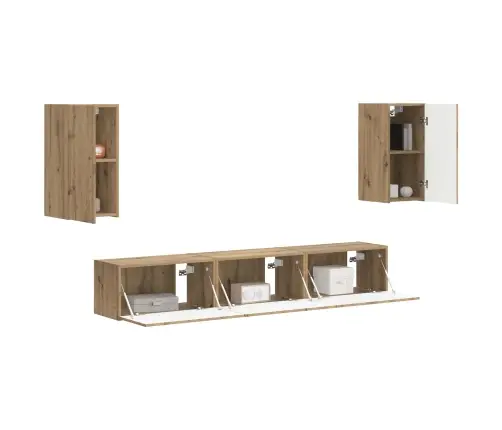 Tv Spintelių Komplektas 5 Pcs Amatininkų Ąžuolas