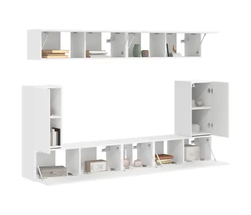 Telerikapi Komplekt Seinale Kinnitatav 5 Pcs Valge Tehispuit