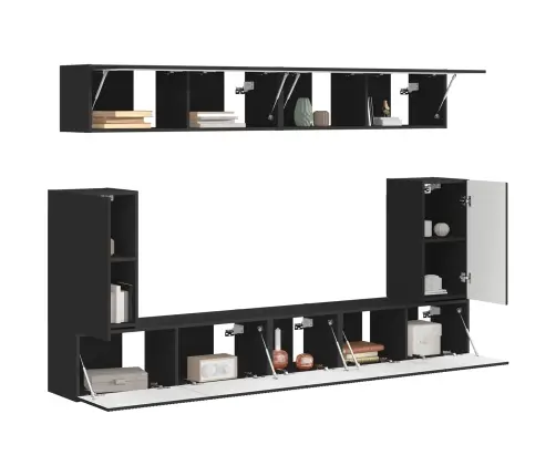 Telerikapi Komplekt Seinale Kinnitatav 5 Pcs Must Tehispuit