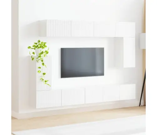 Telerikapi Komplekt 5 Pcs Kergelt Läikiv Valge Tehispuit