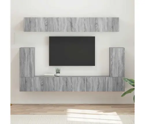 Tv Skapīšu Komplekts 5 Pcs Pelēks Sonoma Inženierijas Koks Vidaxl