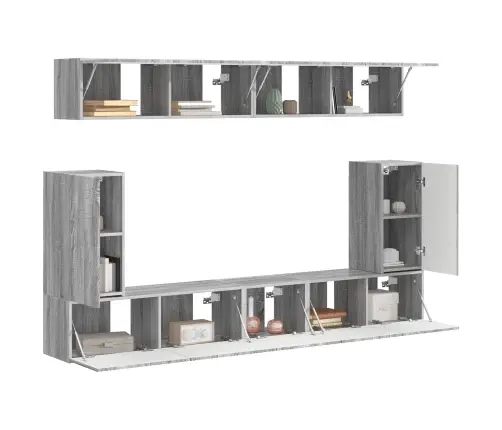 Tv Skapīšu Komplekts 5 Pcs Pelēks Sonoma Inženierijas Koks Vidaxl