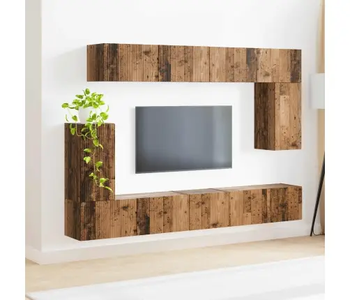 Tv Spintelių Komplektas 5 Pcs Senas Medis Apdirbta Mediena