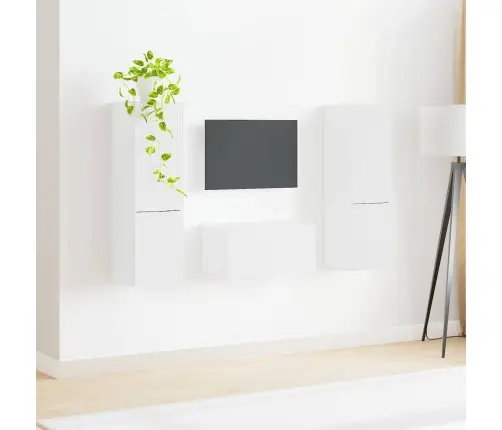 Telerikapi Komplekt 5 Pcs Kergelt Läikiv Valge Tehispuit