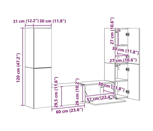 3 Pcs Artisānā Ozols Vidaxl