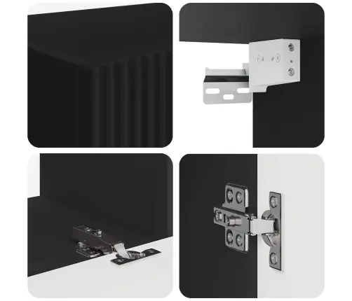 Tv Spintelių Komplektas 4 Pcs Juoda Apdirbta Mediena