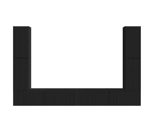 Tv Spintelių Komplektas 8 Pcs Juoda Apdirbta Mediena