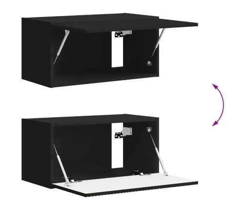 Tv Spintelių Komplektas 8 Pcs Juoda Apdirbta Mediena