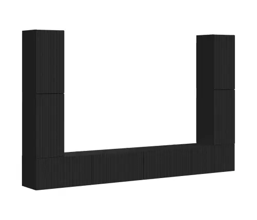 Tv Spintelių Komplektas 8 Pcs Juoda Apdirbta Mediena