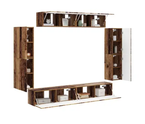 Televizoriaus Spintelė 4 Pcs Senas Medis