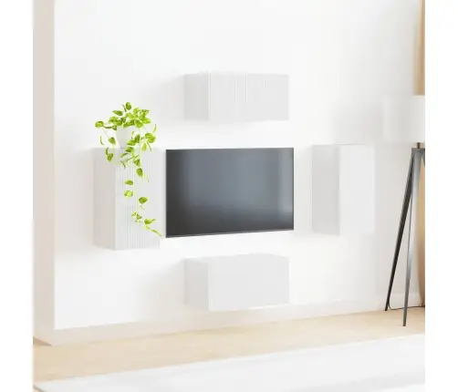 Telerikapi Komplekt 4 Pcs Kergelt Läikiv Valge Tehispuit