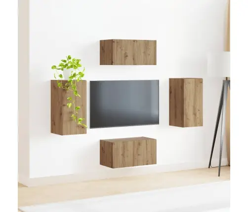 Tv Spintelių Komplektas 4 Pcs Amatininkų Ąžuolas