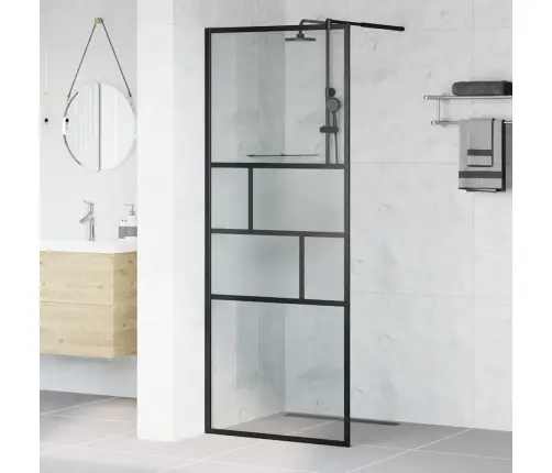 Ieejas Dušas Siena Melna 80 X 195 X 0.5 Cm Stikls Un Alumīnijs Vidaxl
