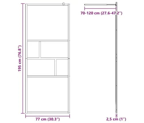 Ieejas Dušas Siena Melna 80 X 195 X 0.5 Cm Stikls Un Alumīnijs Vidaxl