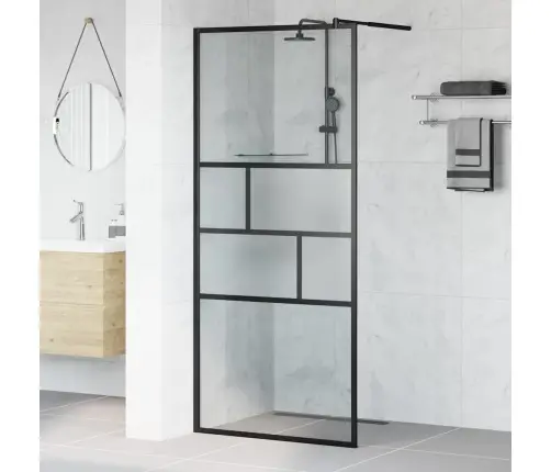 Ieejas Dušas Siena Melna 80 X 195 X 0.5 Cm Stikls Un Alumīnijs Vidaxl