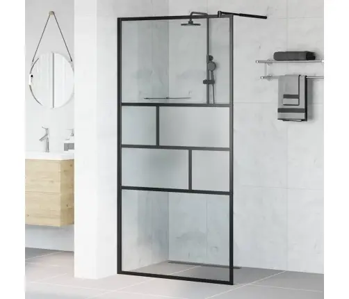 Ieejas Dušas Siena Melna 80 X 195 X 0.5 Cm Stikls Un Alumīnijs Vidaxl