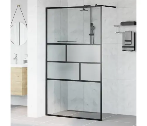 Ieejas Dušas Siena Melna 80 X 195 X 0.5 Cm Stikls Un Alumīnijs Vidaxl