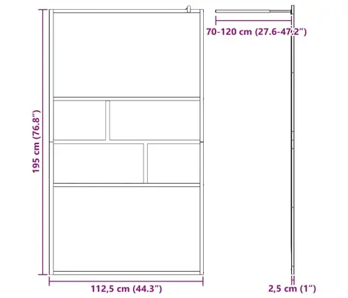 Ieejas Dušas Siena Melna 80 X 195 X 0.5 Cm Stikls Un Alumīnijs Vidaxl