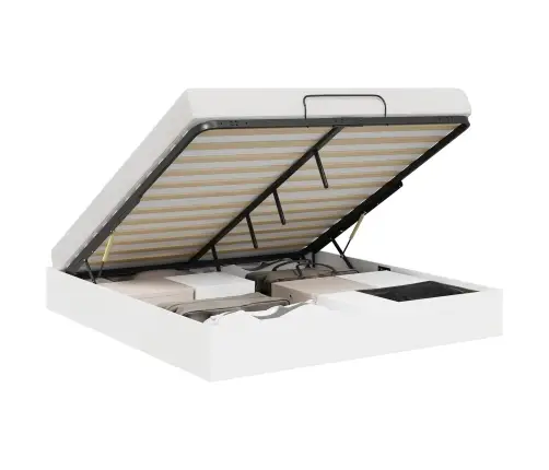 Otomāna Gultas Rāmis Balts 193 X 120 X 25 Cm Skaidu Plāksne Vidaxl