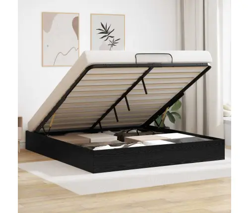 Otomano Lovos Rėmas Juodas Ąžuolas 193 X 120 X 25 Cm