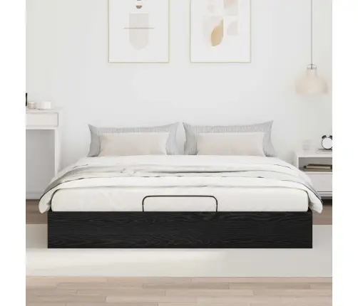 Otomano Lovos Rėmas Juodas Ąžuolas 193 X 120 X 25 Cm