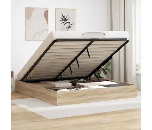 Otomāna Gultas Rāmis Sonoma Ozols 193 X 120 X 25 Cm Vidaxl