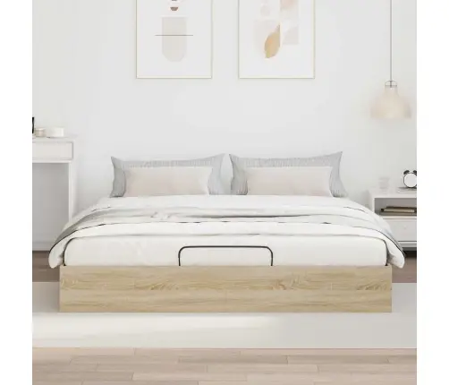 Otomāna Gultas Rāmis Sonoma Ozols 193 X 120 X 25 Cm Vidaxl